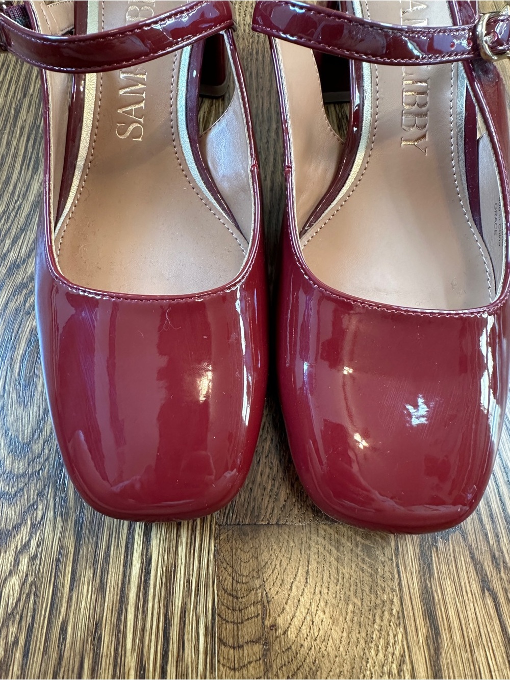Sam & Libby Mary Jane Slingback Block Heel - Maroon - Size 8 - Picture 5 of 6